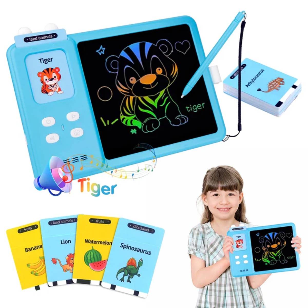 2 in 1 Talking Flash Cards with LCD Writing Table
