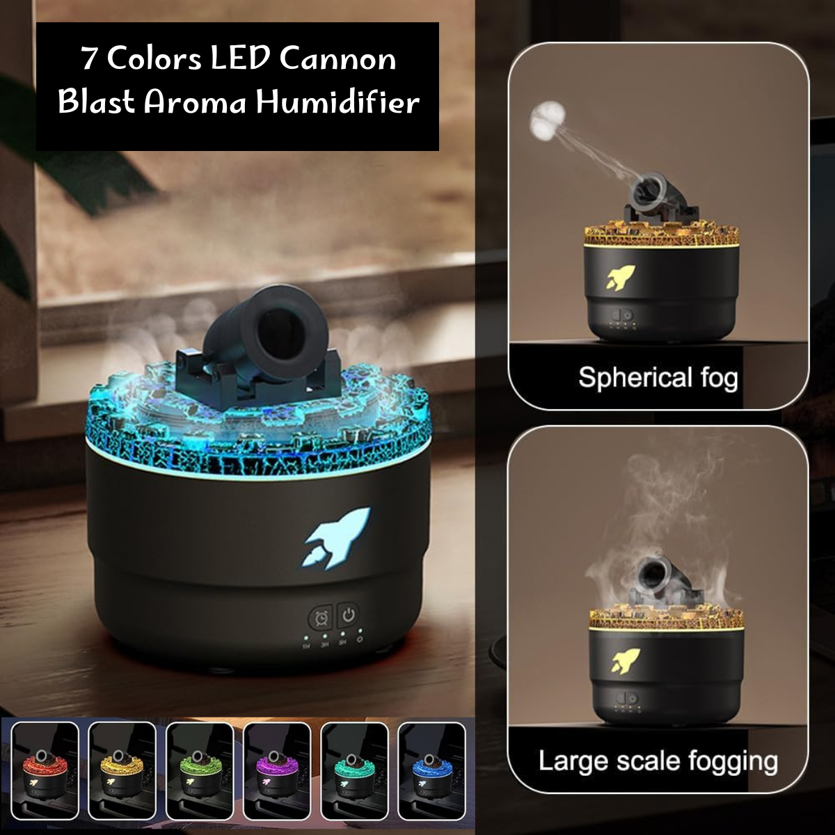 7 Colors LED Cannon Blast Aroma Humidifier